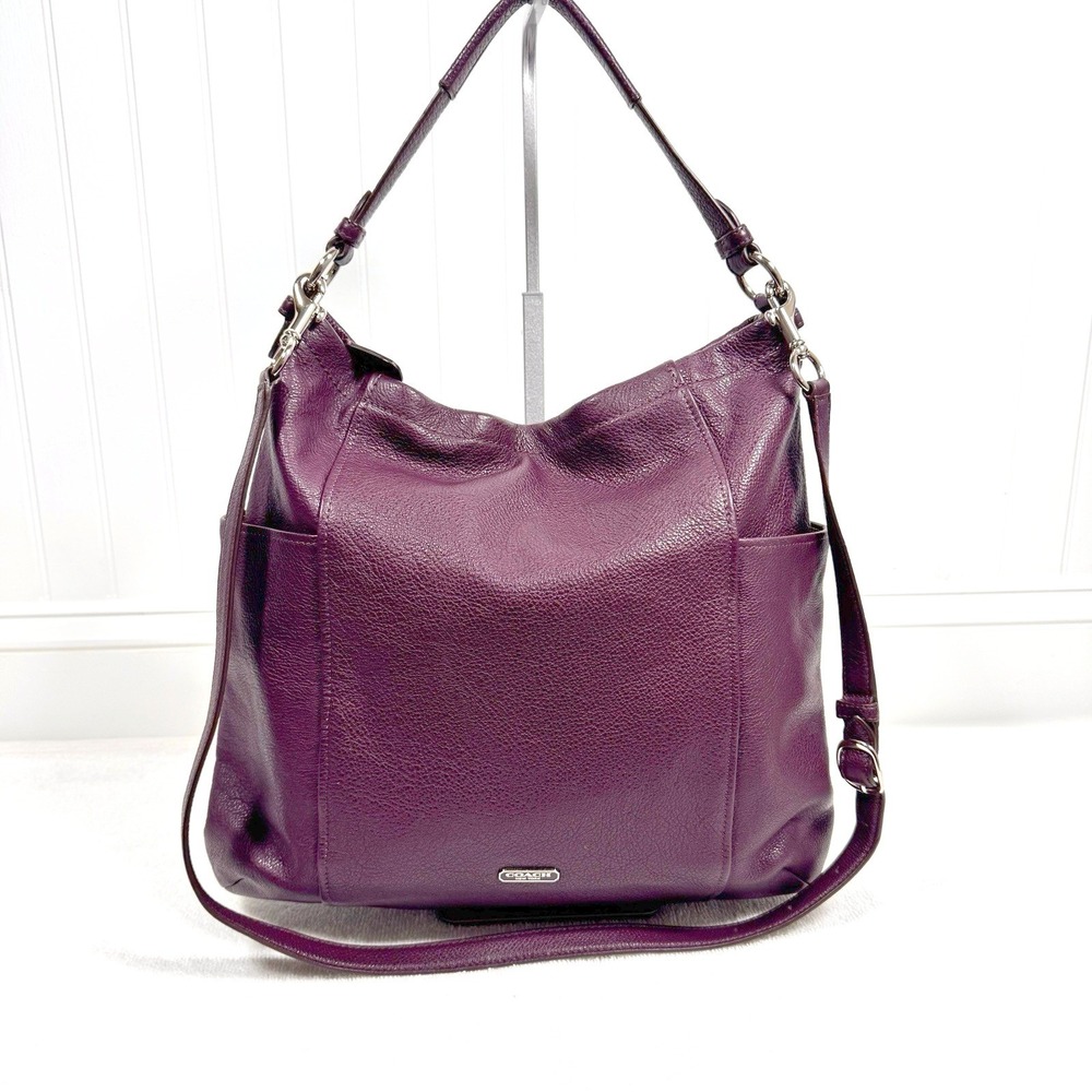 Coach Park Metro Hobo Bag Women Large Plum‎ Purple Pebbled Leather Crossbody